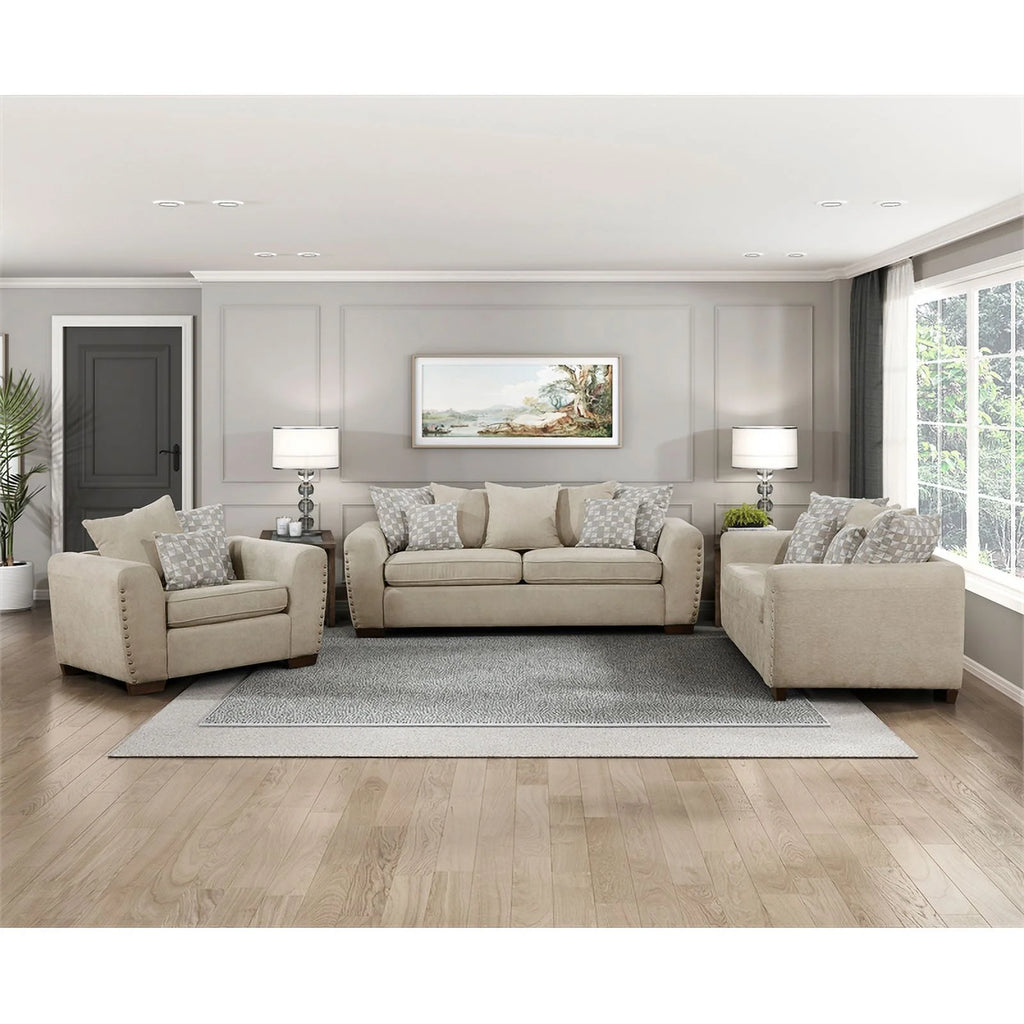 Light Brown Chenille Living Room Chair E198