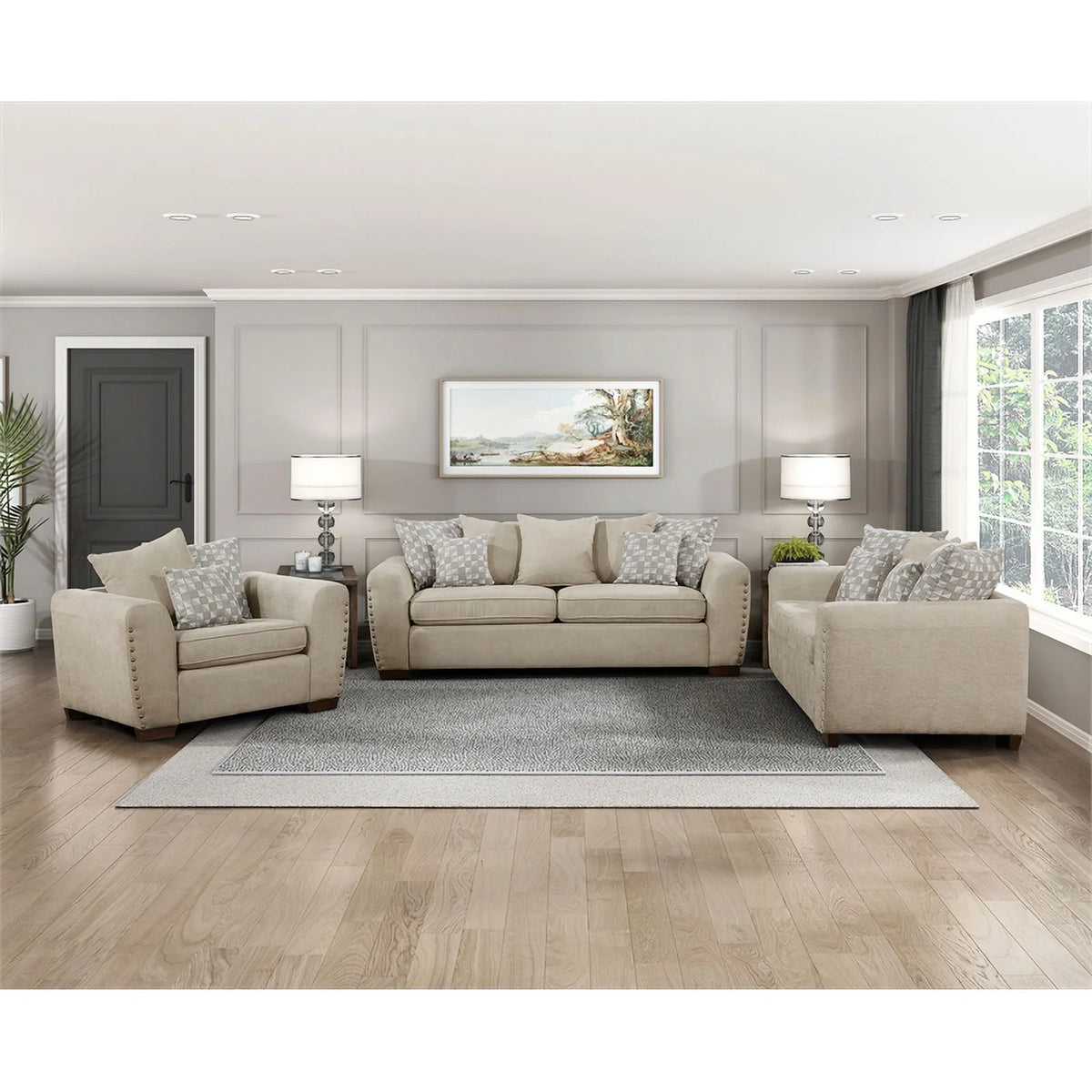 Light Brown Chenille Living Room Chair E198