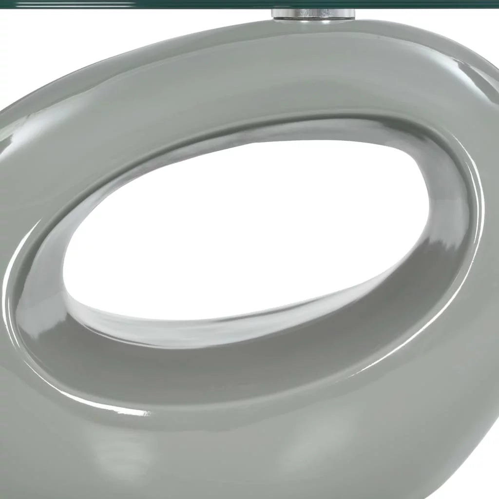 Oval Glass Coffee Table with Fiberglass Stand P866