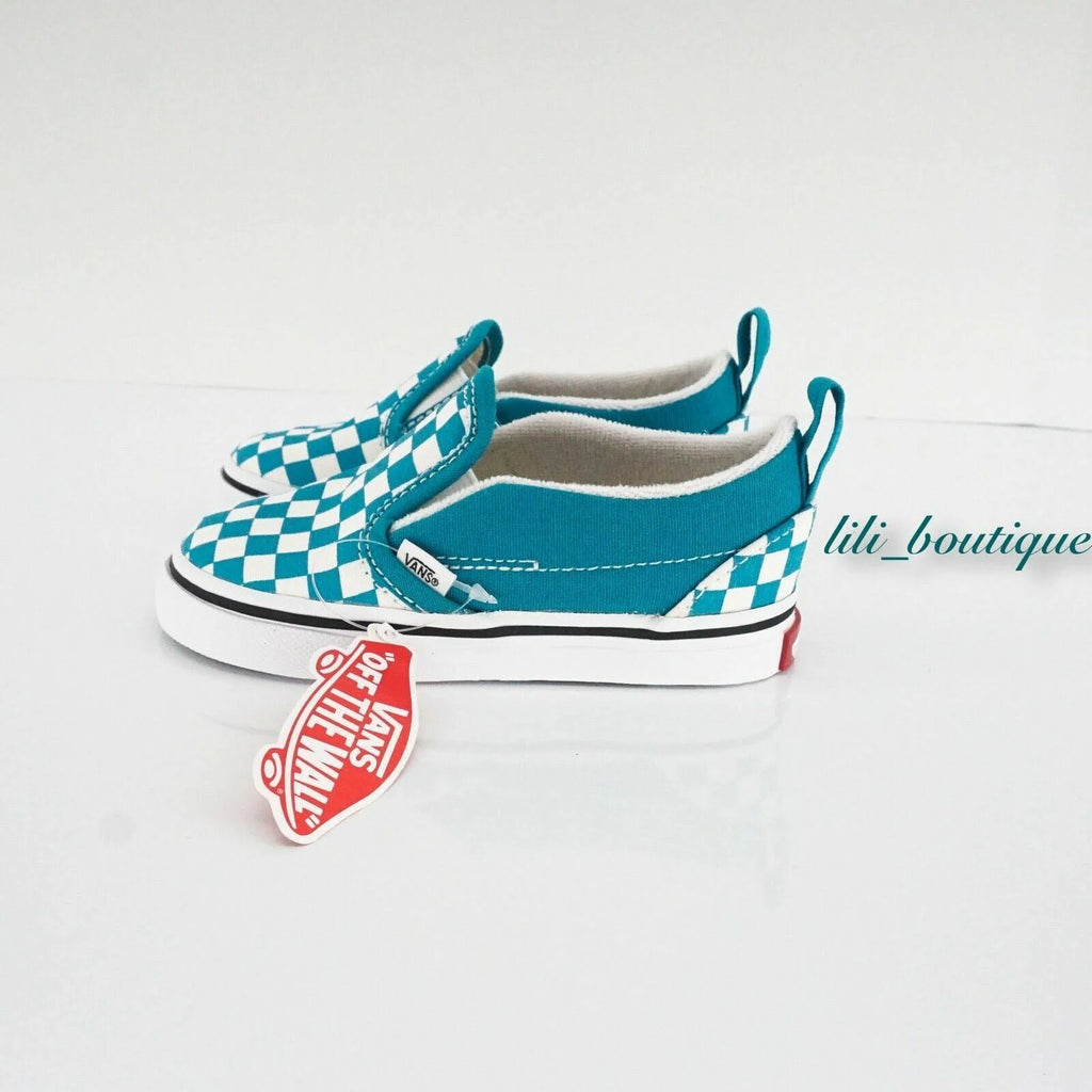 Checkerboard Slip-On V (Caribbean Sea/True White) V4140
