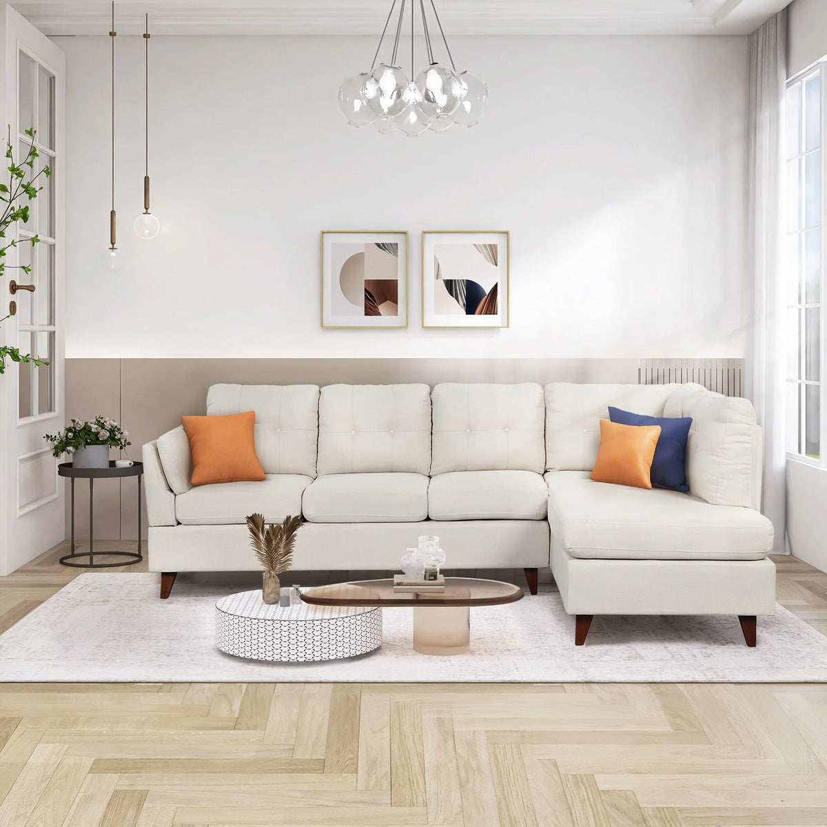 L-Shape Sectional Sofa with Chaise Lounge Gray M168