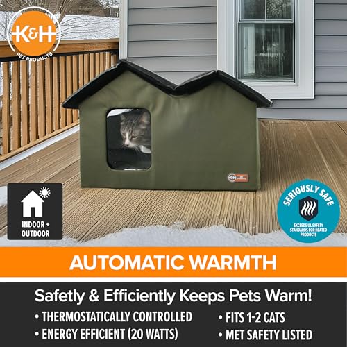 Extra-Wide Heated Outdoor Cat House Q788793
