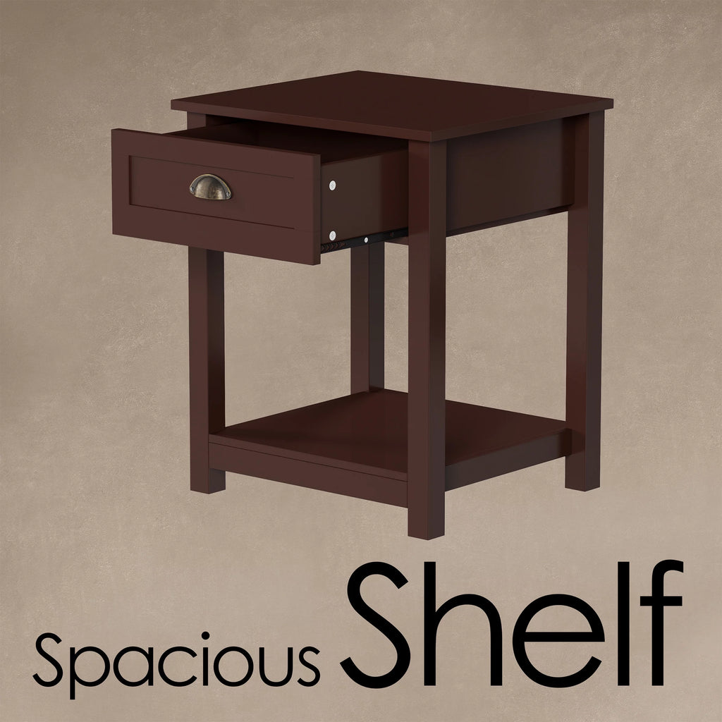 Wooden End Table with Storage Drawer and Shelf K963100