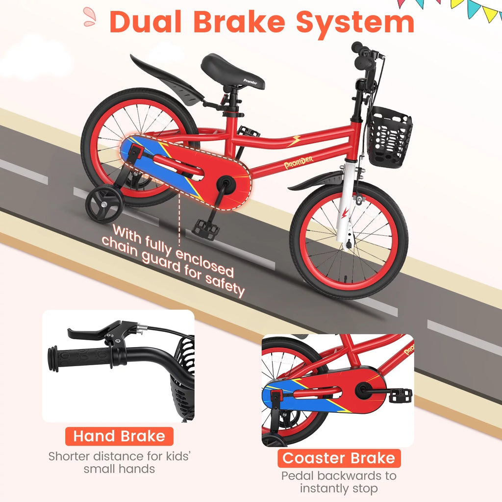 16'' Kid's Bike with Training Wheels & Basket K61555