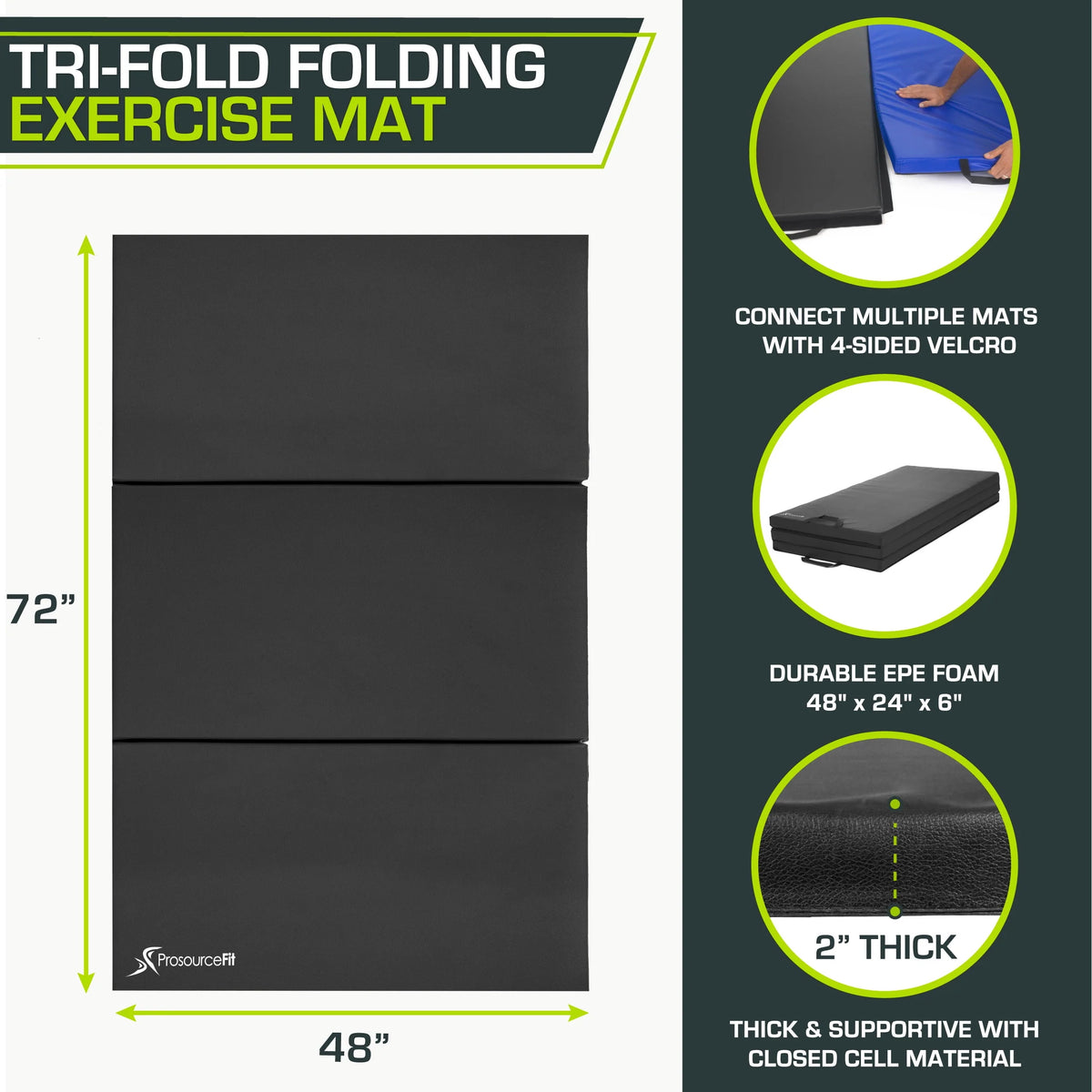 Tri-Fold Folding Gymnastics Mat 6'x4' A103