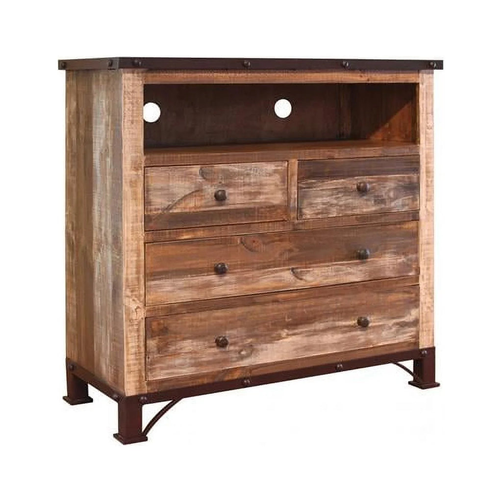 Brown Solid Wood Four Drawer Chest I3409