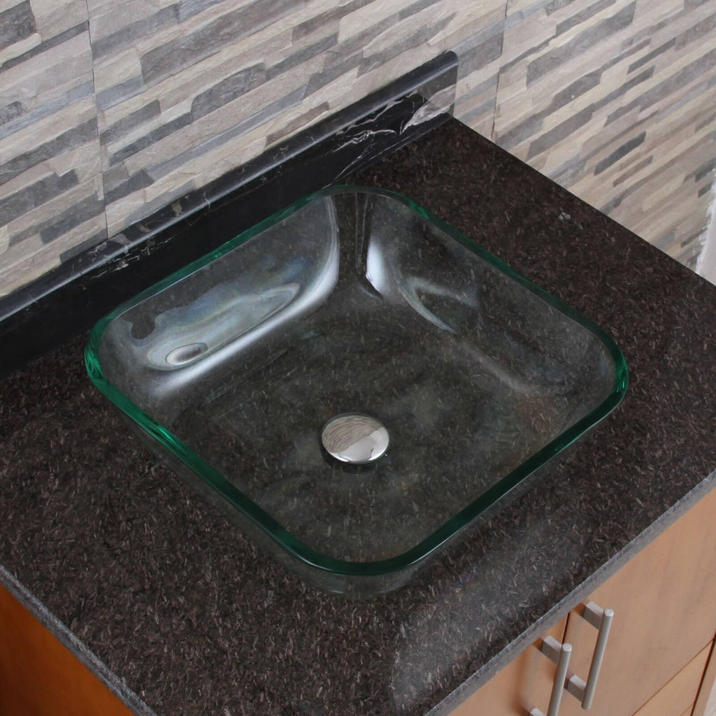 Transparent Square Tempered Glass Vessel Sink O6190