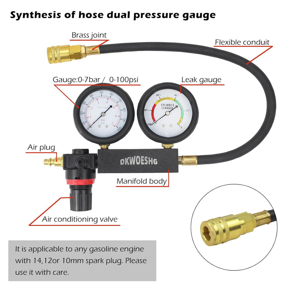 Dual Gauge Cylinder Leak Down Tester Y7235
