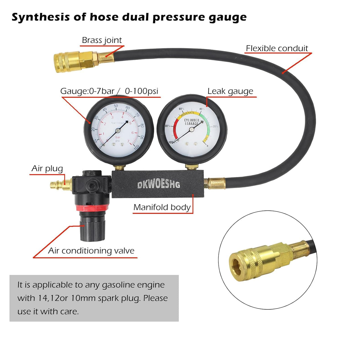 Dual Gauge Cylinder Leak Down Tester Y7235