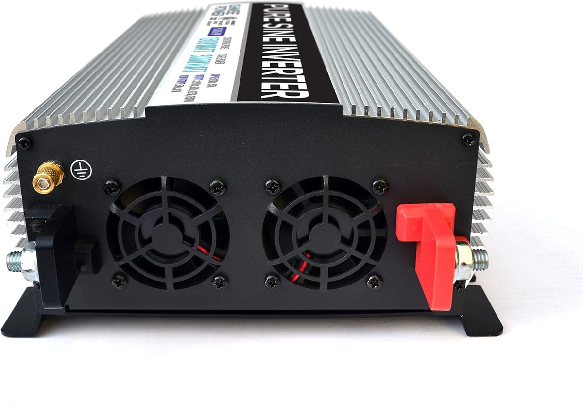 1500W Pure Sine Wave Power Inverter 12V DC to 120V AC with 3 AC Outlets Q973