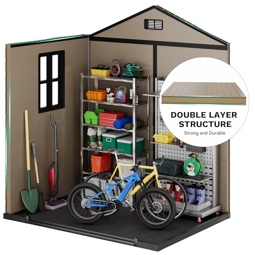 6x4.4 FT Resin Storage Shed with Lockable Door and Vents H788