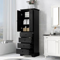 68.1" Tall Storage Cabinet with 2 Doors and 4 Drawers, Adjustable Shelf, MDF Board with Painted Finish, Solid Wood Frame (Black) G271975