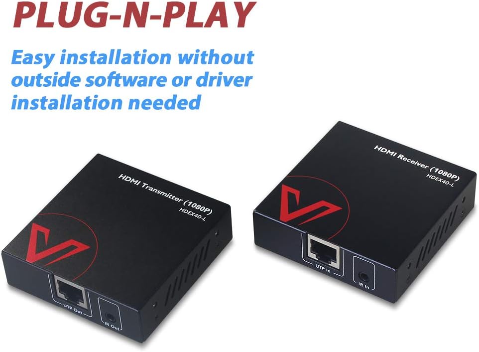 HDMI Extender Over Cat5e/6/6a/7 up to 1080P@60Hz 164ft/50m with IR Remote Control Pack of 2 L4139