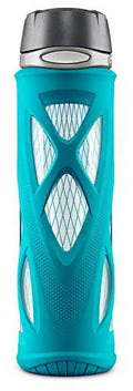 20 Oz Teal Glass Water Bottle With Silicone Sleeve D710869