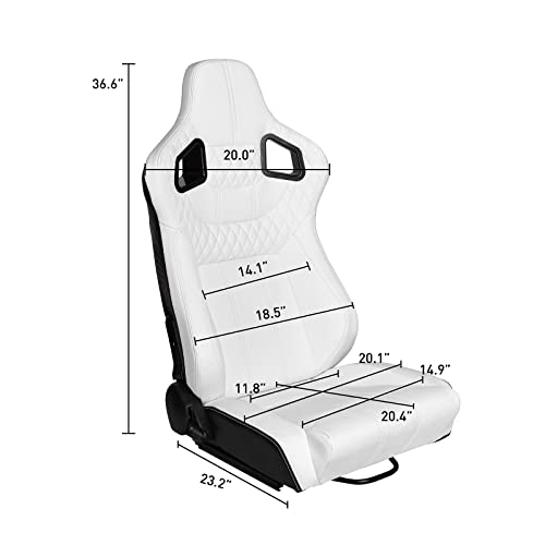 Pair of Bucket Seats with Dual Lock Sliders, PVC Leather (White) E648