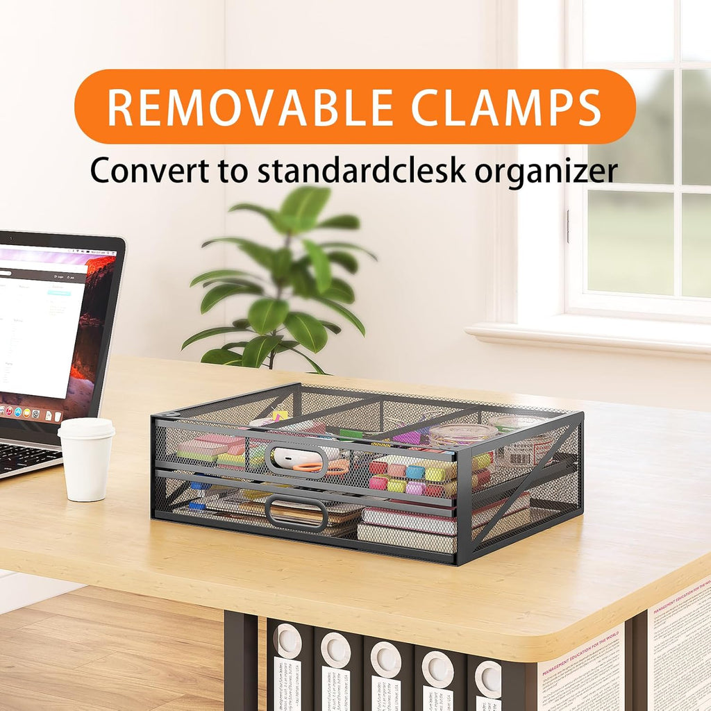 Under Desk 2 Drawer Metal Drawer Organizer Large 15.6x12x4.7 Inches L850590