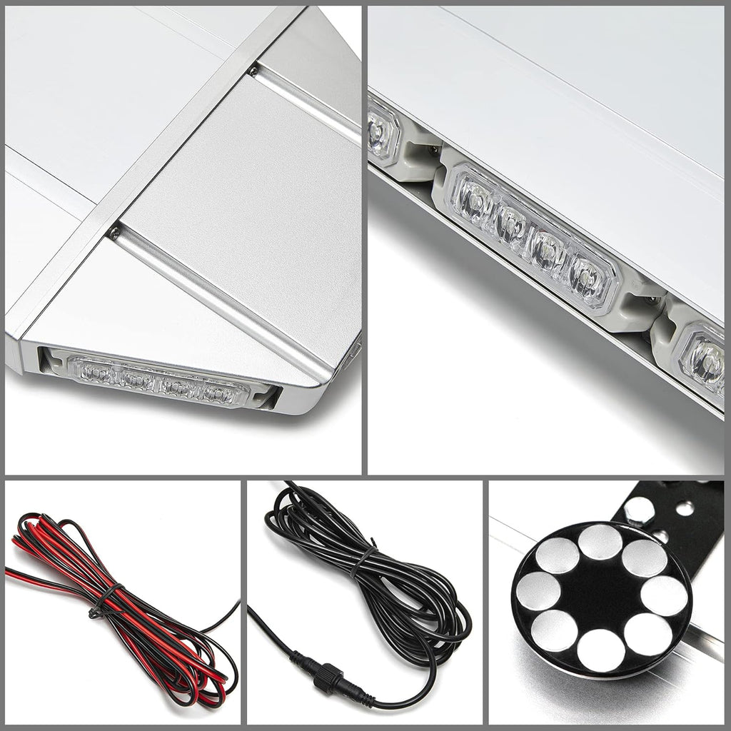 LED Rooftop Emergency Warning Strobe Light Bar Amber White A7704