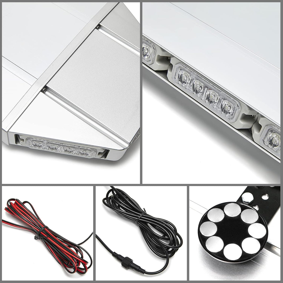 LED Rooftop Emergency Warning Strobe Light Bar Amber White A7704
