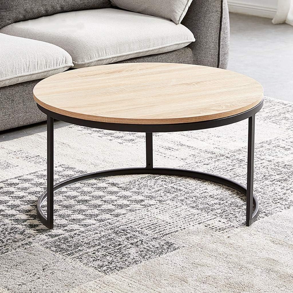Set of 2 Round Nesting Coffee Table Wood and Metal V23738