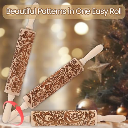 Embossed Wooden Rolling Pin A75875