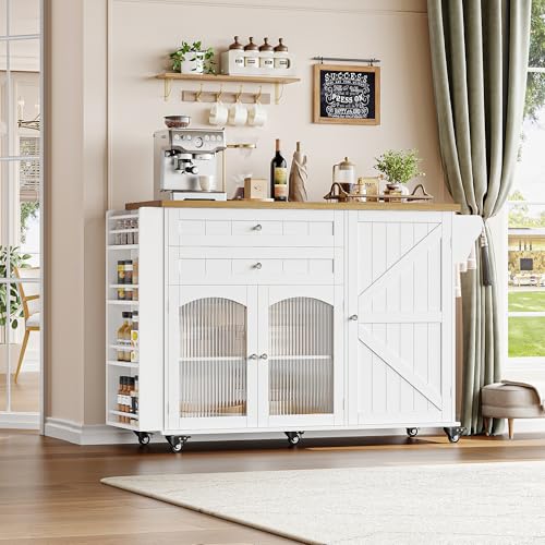 Rolling Kitchen Island with Storage and Drop Leaf Countertop M636451