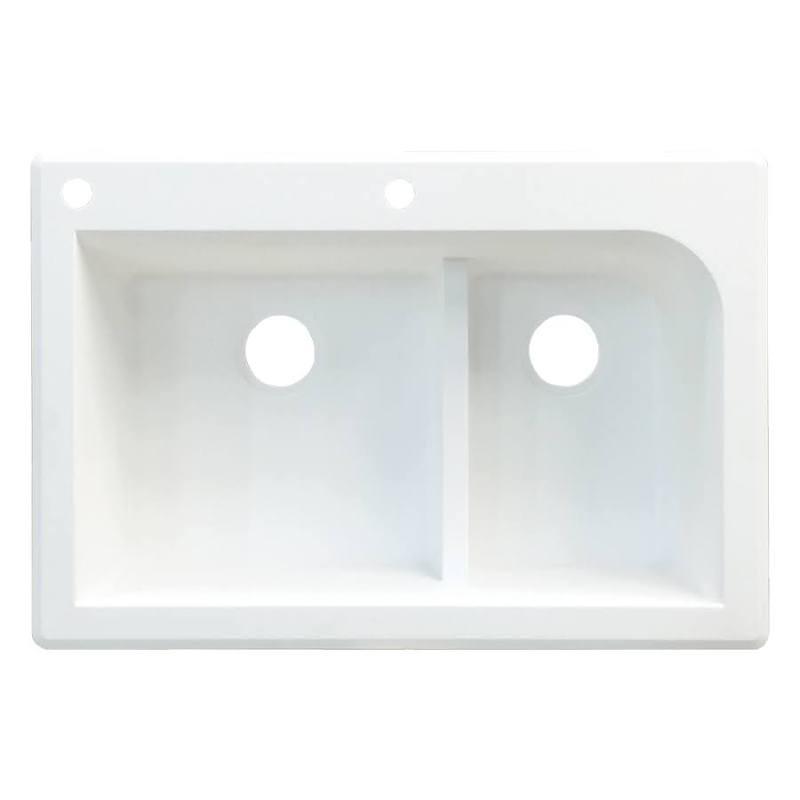 33-in Drop-In Granite Kitchen Sink in White D16940