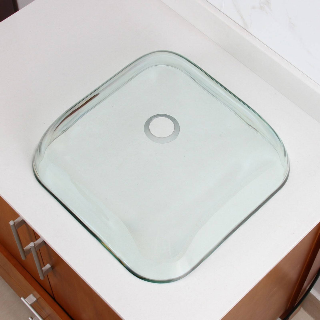Transparent Square Tempered Glass Vessel Sink O6190