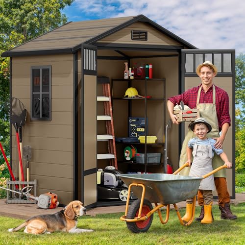 6x4.4 FT Resin Storage Shed with Lockable Door and Vents H788