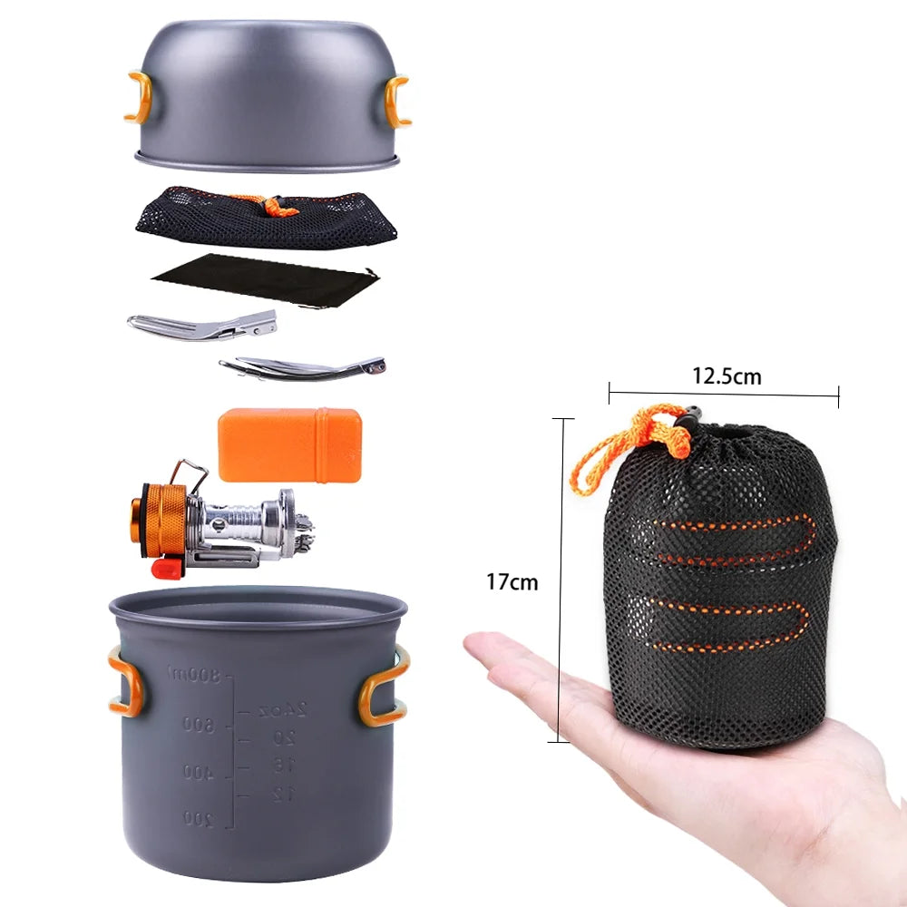 Outdoor Camping Cookware Pot Set with Fork and Spoon B602