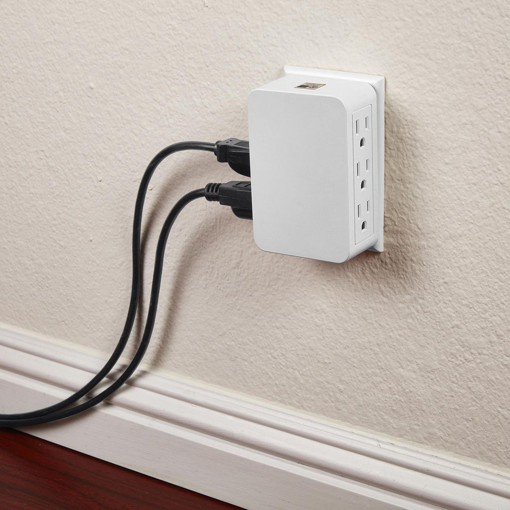 6 Outlet 3-Prong Side Entry Tap White V619
