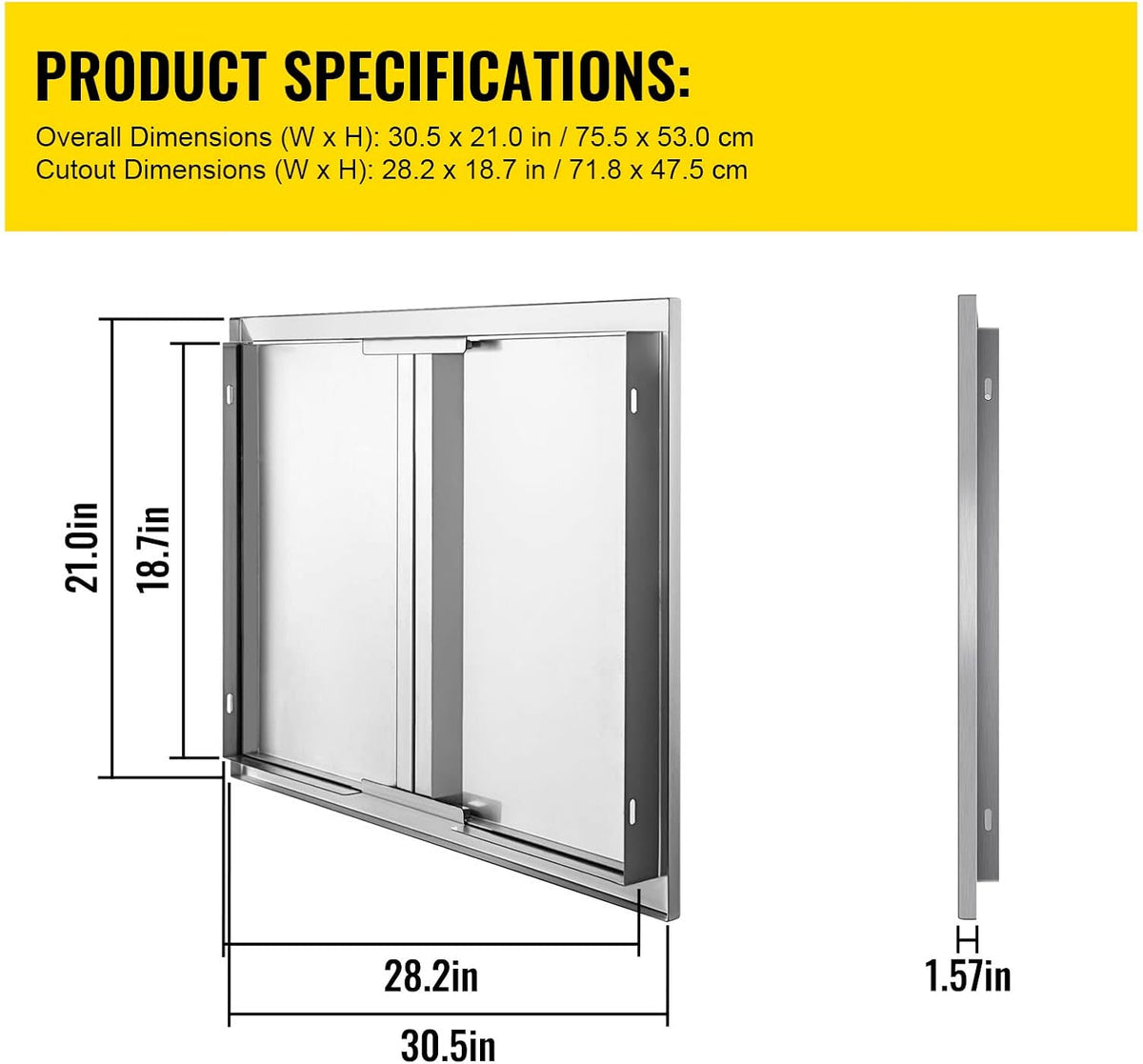 Stainless Steel Double BBQ Access Door with Recessed Handle Q77508
