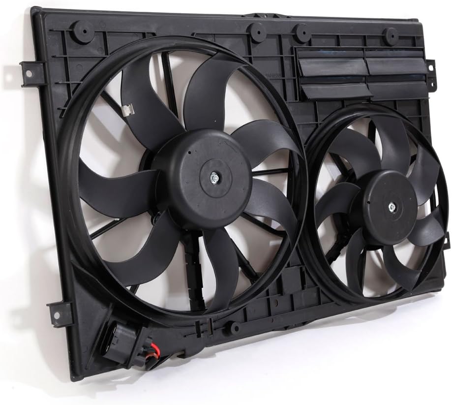 Cooling Fan Motor Assembly Compatible with 2006-2014 Audi A3 Quattro TT Quattro Beetle CC Eos Goif GTI Jetta Passat 2.0L Q21497