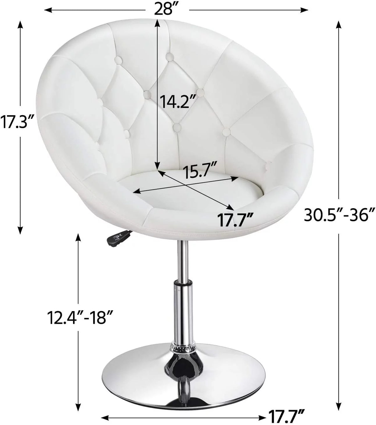 White Tufted Height Adjustable Swivel Accent Chair C58706