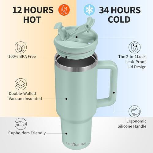 40oz Stainless Steel Insulated Tumbler with Handle and Straw K715885