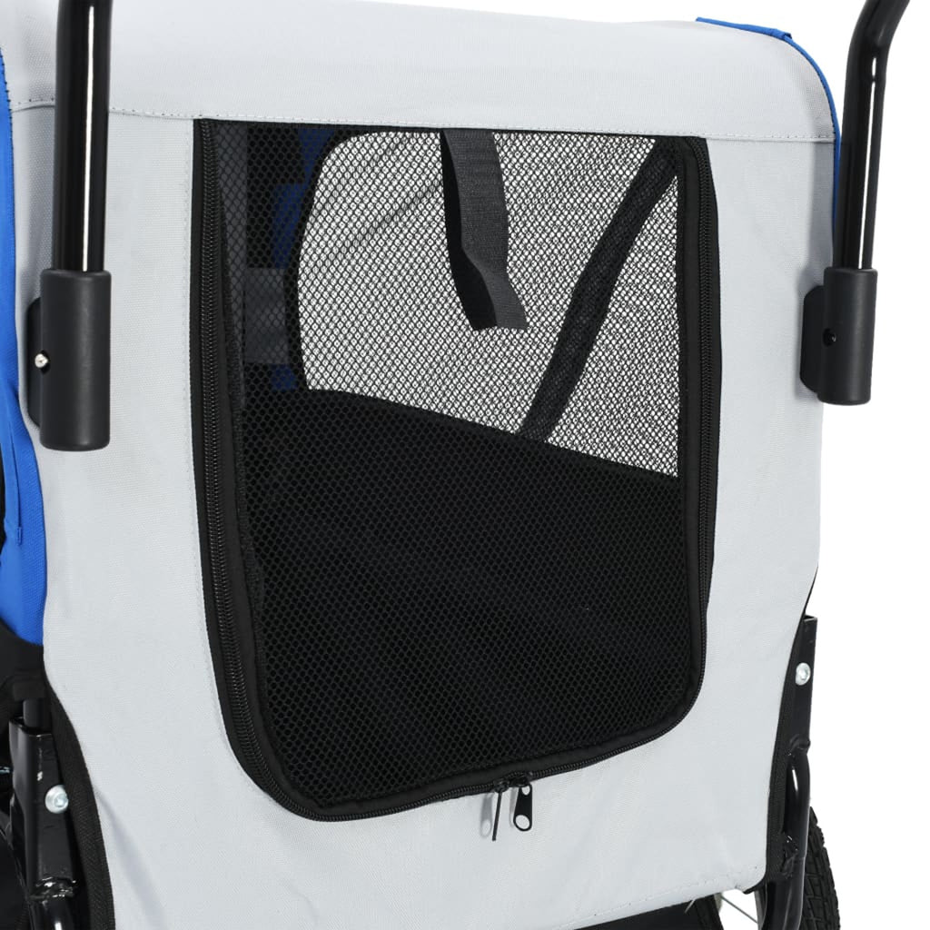 Gray and Blue Pet Bike Trailer Jogging Stroller S705330
