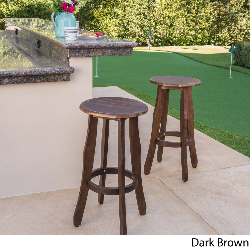 Set of 2 Dark Gray Acacia Barstool D6418