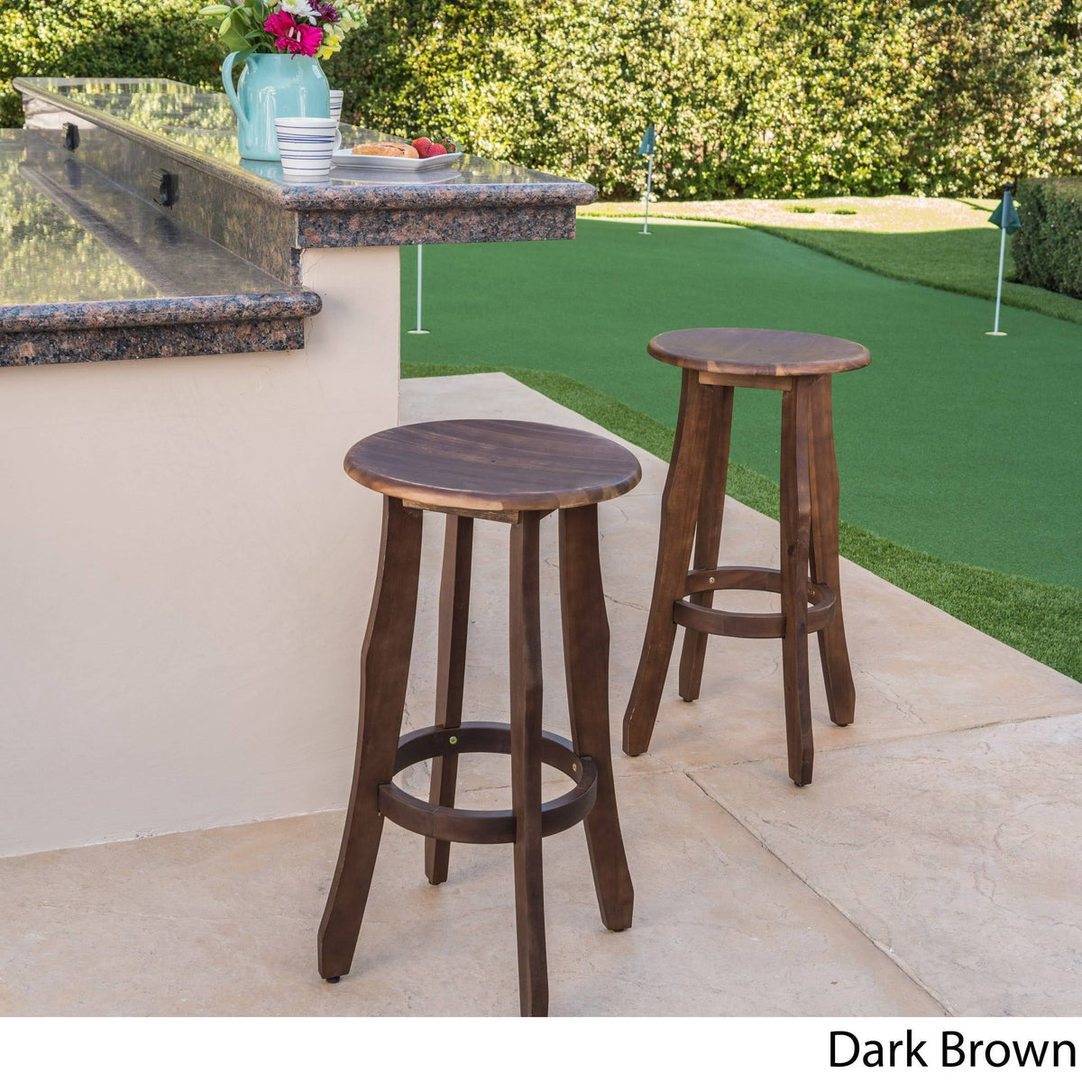 Set of 2 Dark Gray Acacia Barstool D6418