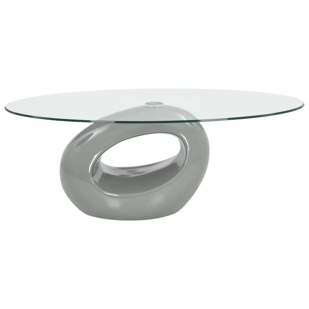 Oval Glass Coffee Table with Fiberglass Stand P866