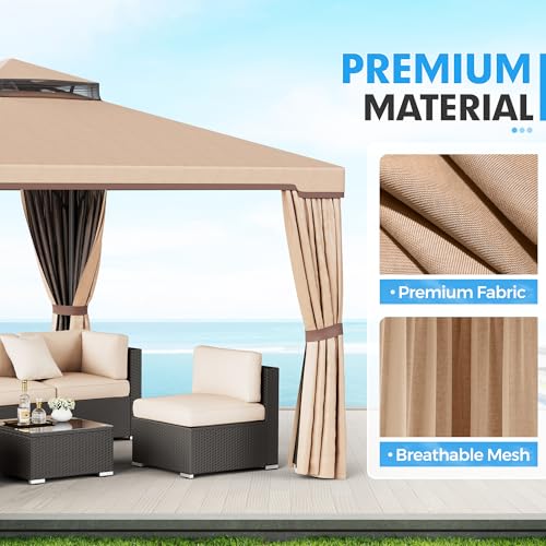10 x 10 FT Outdoor Gazebo with Vented Soft Canopy and Mosquito Netting H188173