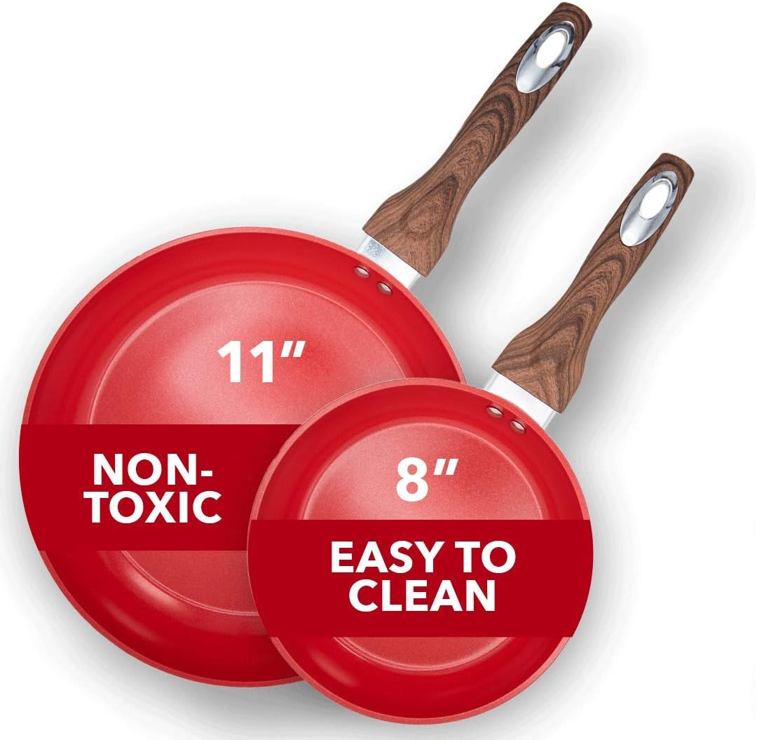 8 & 11 Inch Nonstick Ceramic Frying Pan Set, 2 Piece, Yellow L857959