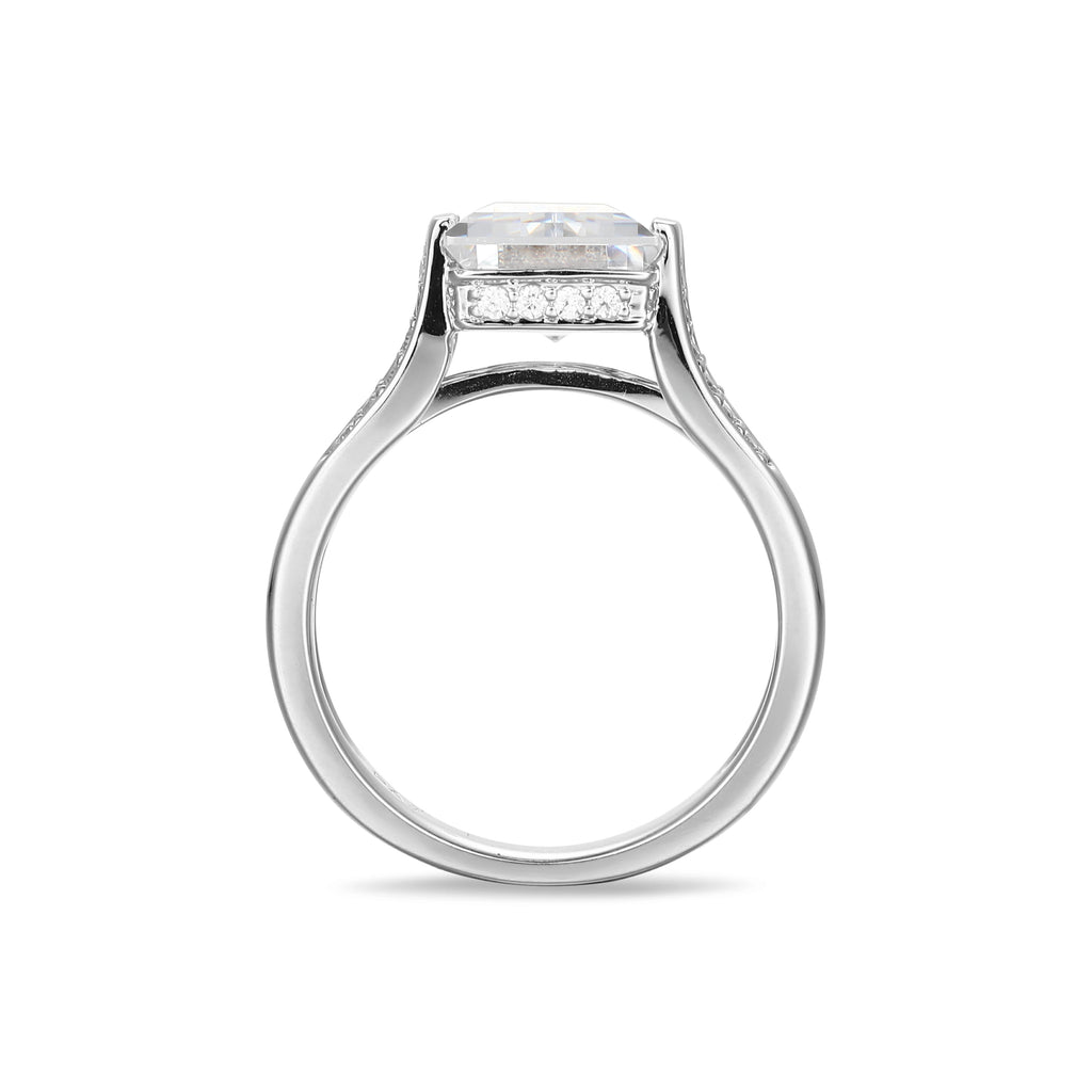 Cubic Zirconia Cathedral Engagement Ring in Rhodium Plated Sterling Silver B539669