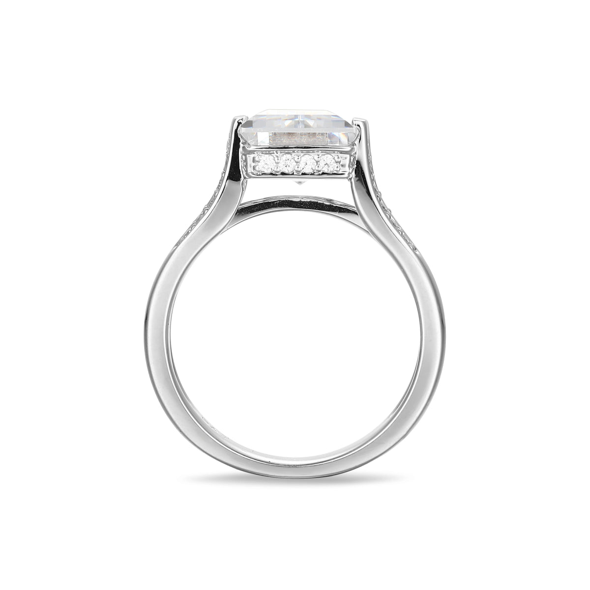 Cubic Zirconia Cathedral Engagement Ring in Rhodium Plated Sterling Silver B539669