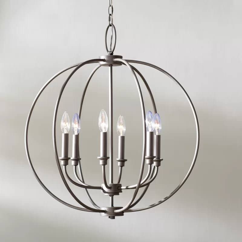 6-Light Globe Chandelier Brushed Nickel Y6285