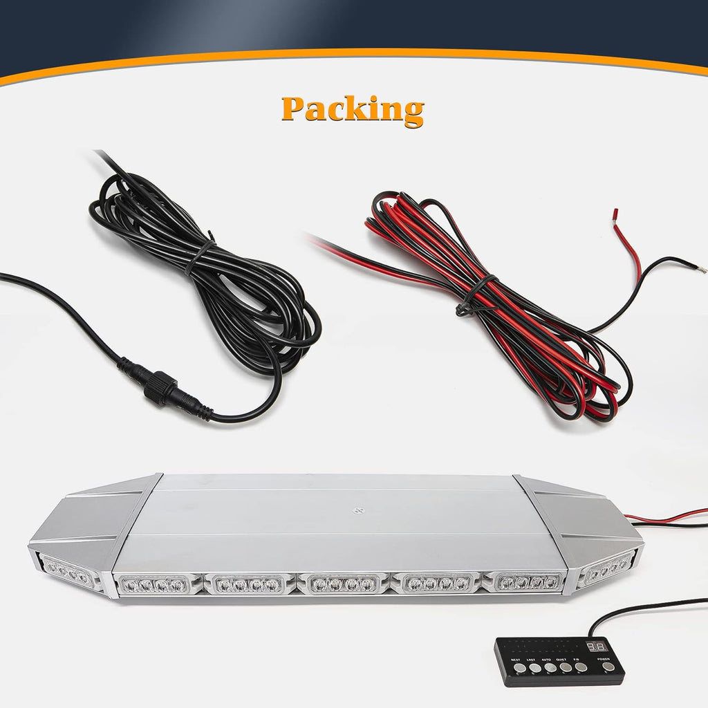 LED Rooftop Emergency Warning Strobe Light Bar Amber White A7704