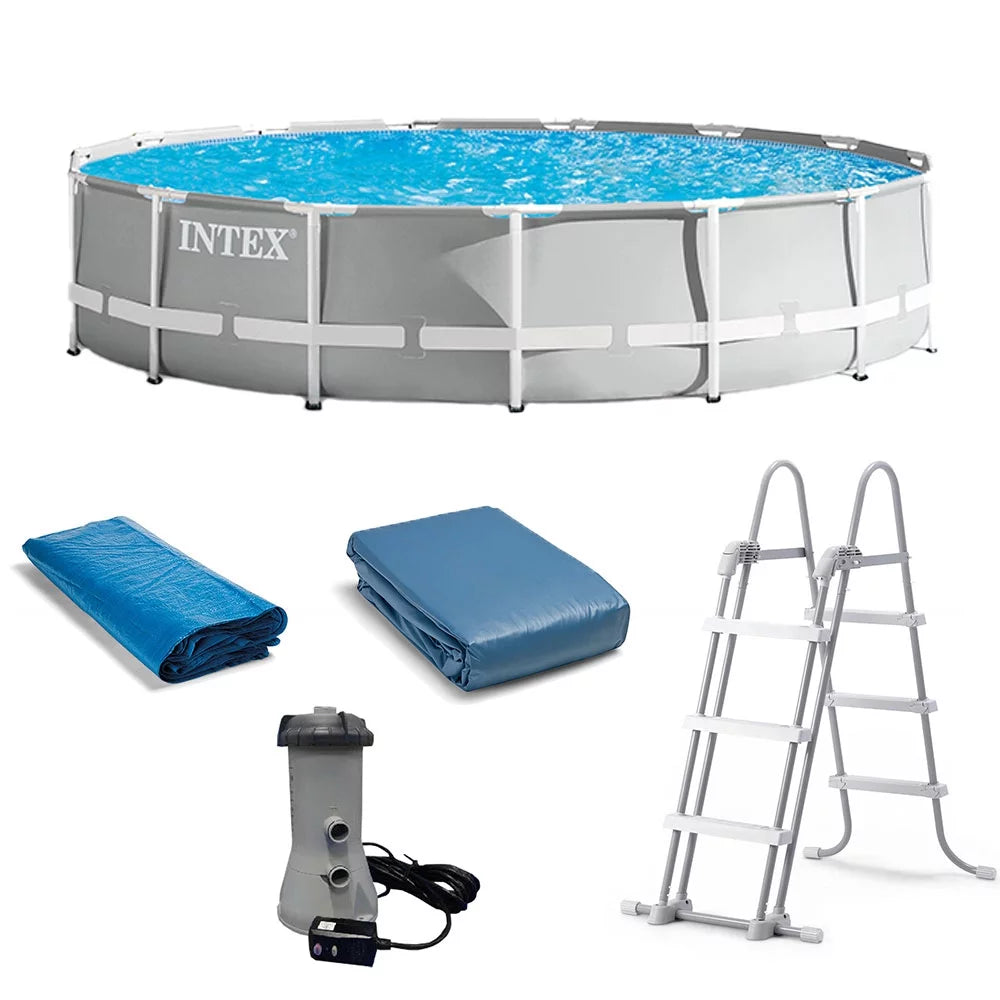 15 Foot x 42 Inch Prism Frame Above Ground Swimming Pool Set with Filter W434