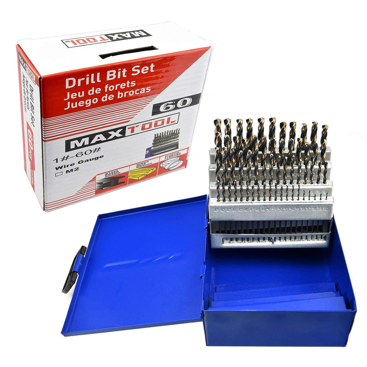 60 Piece High Speed Steel Twist Drill Bit Set R92824