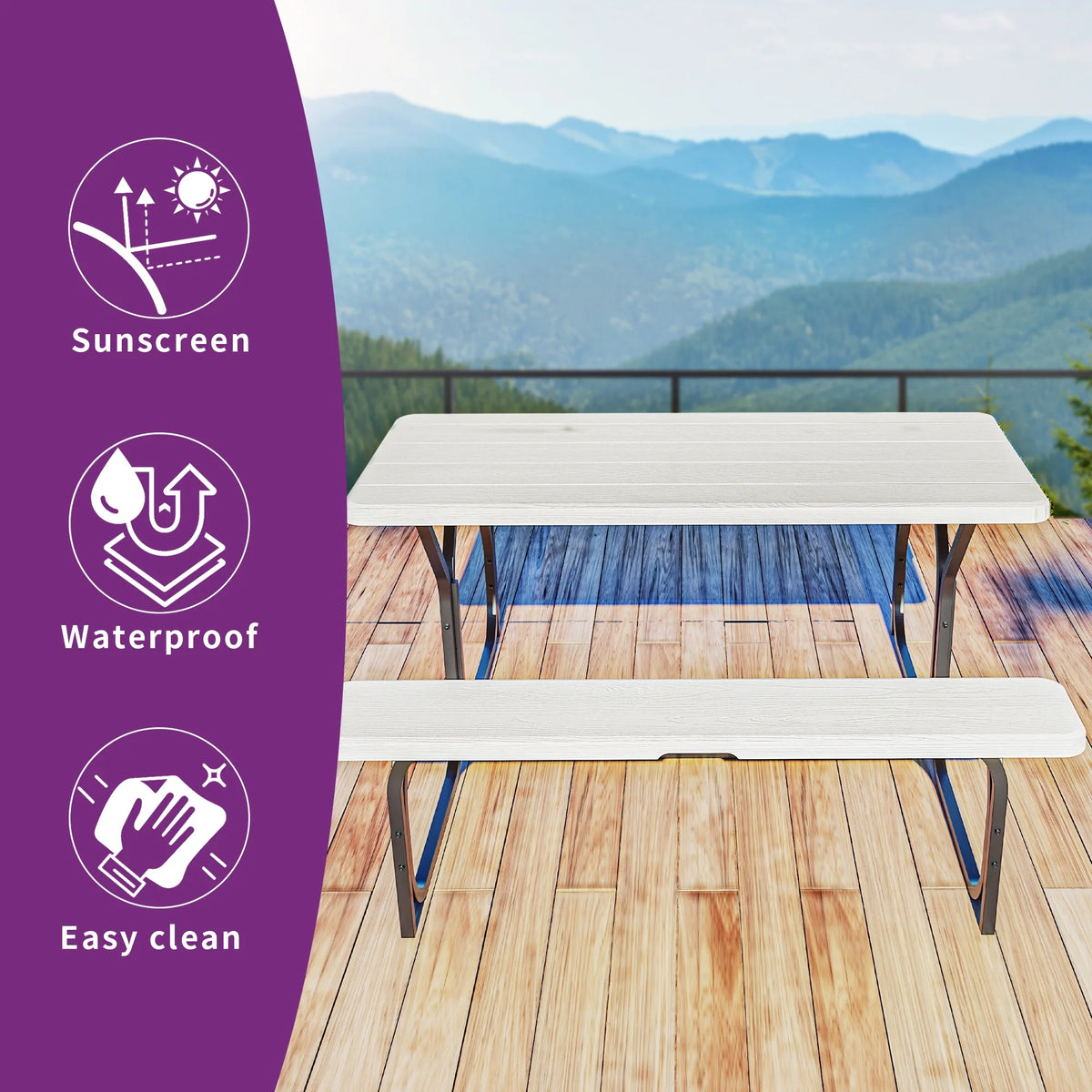 6 ft Picnic Table Bench Set with Umbrella Hole P79387