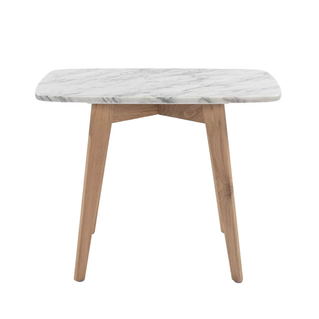 White and Beige Rectangular Marble Side Table X776093