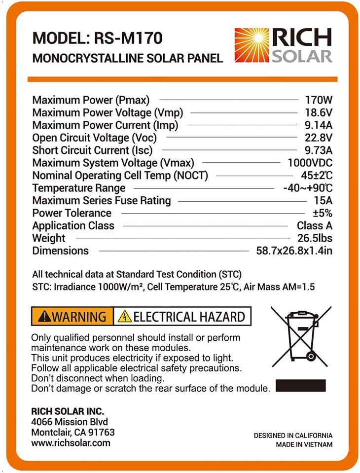 200 Watt 12 Volt Moncrystalline Solar Panel D139