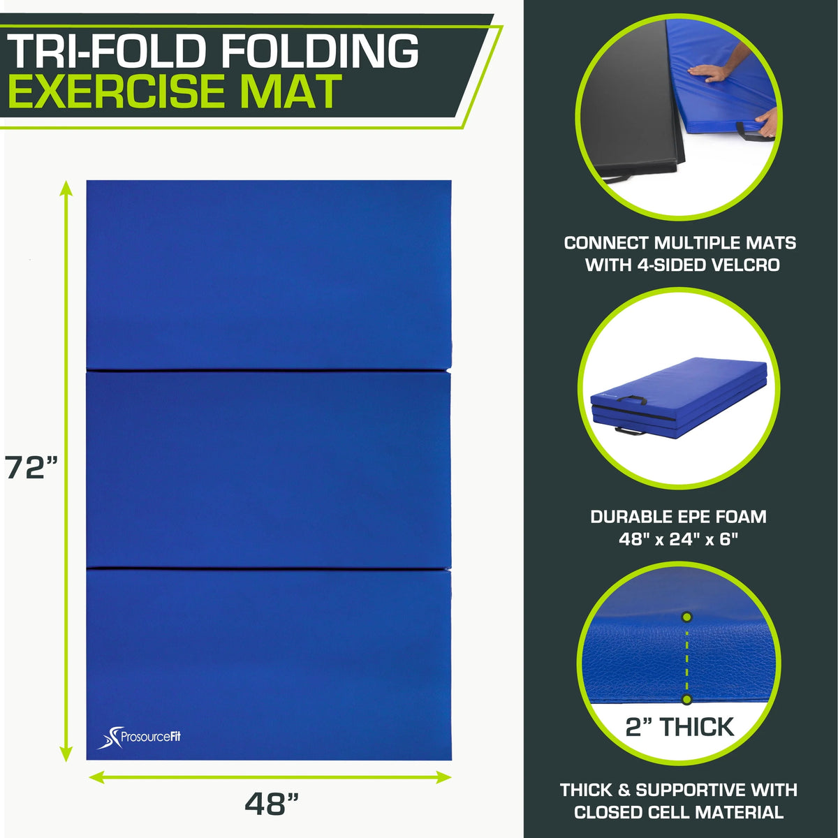 Tri-Fold Folding Gymnastics Mat 6'x4' A103